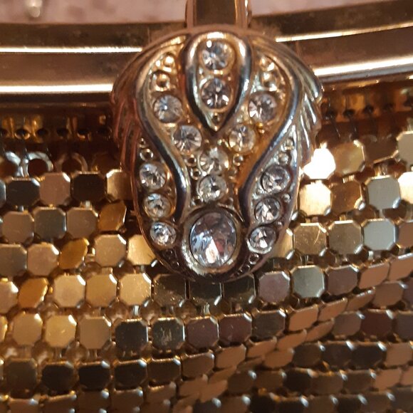 1950s Mesh Gold-tone Metal Evening Bag Rhinestone Clasp, Vintage - Picture 11 of 15